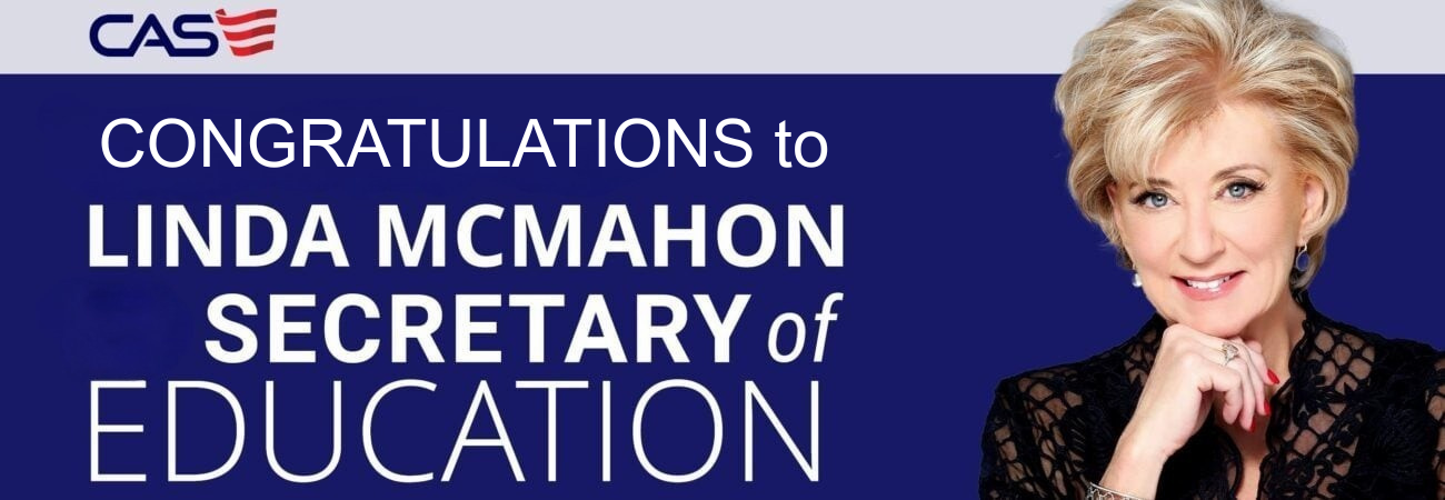 case applauds nomination of linda mcmahon for education secretary